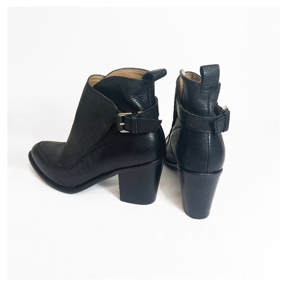ZARA Mid Block Heel Leather Ankle Boots - Picture 2 of 5